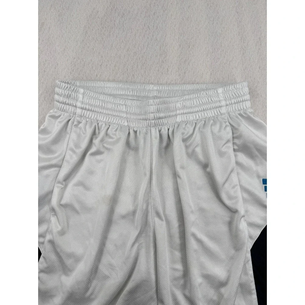 Vintage Y2K Adidas Mens Basketball Shorts White Striped Shiny Mesh Baggy M/L